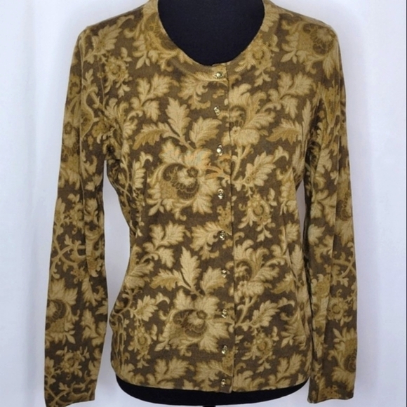 Talbots Petites Khaki Green Italian Merino Wool Button Front Cardigan - Size S - Picture 1 of 9